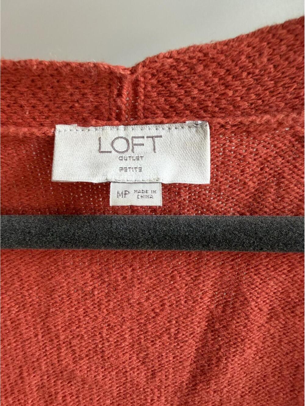Loft cotton blend cable knit long sleeve sweater cardigan - Picture 2 of 8